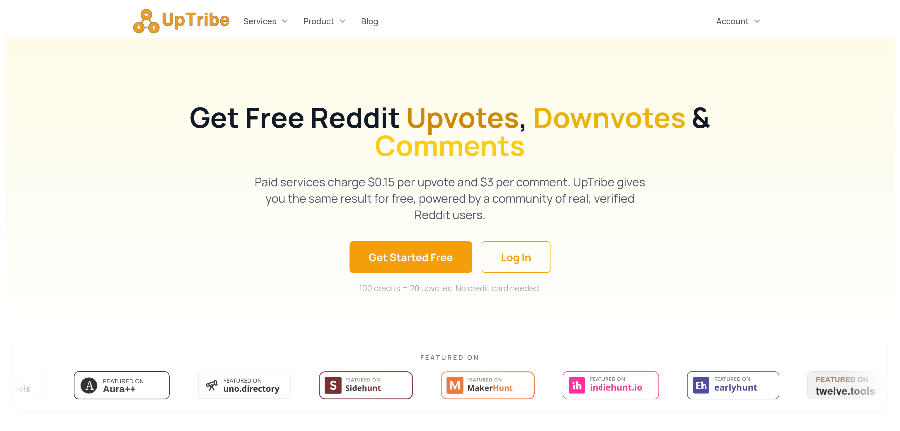 Screenshot of UpTribe 1